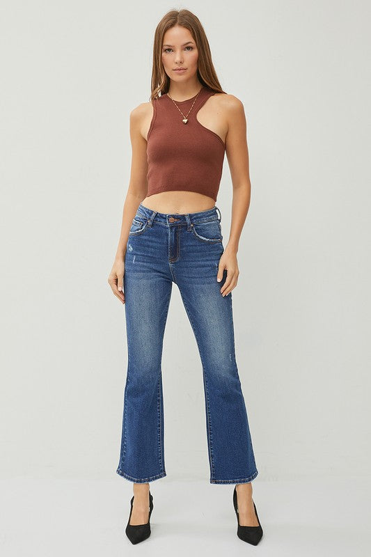 Angel vintage dark wash ankle flare jean