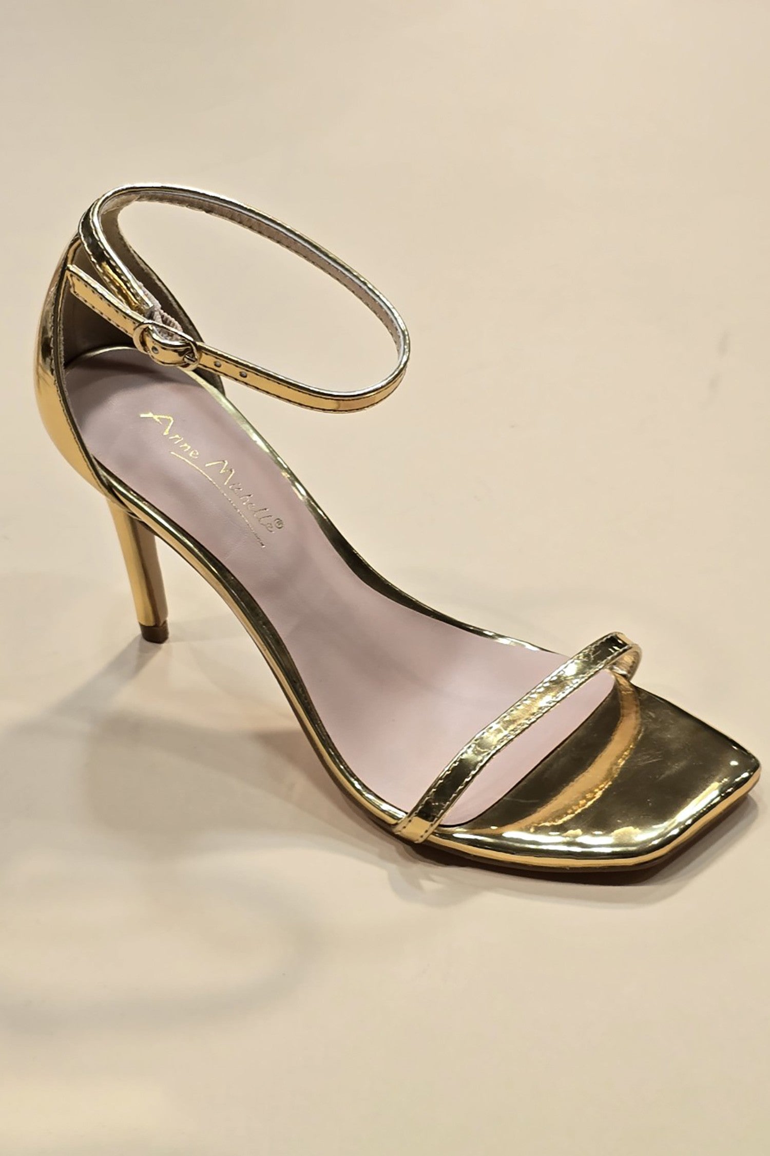 Rahel gold open toe two strap heel