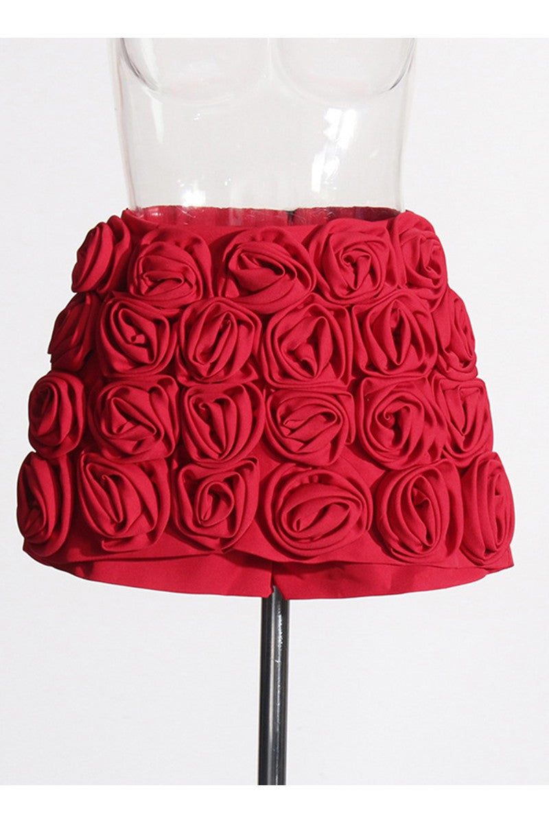 Rupa red 3d rose skort