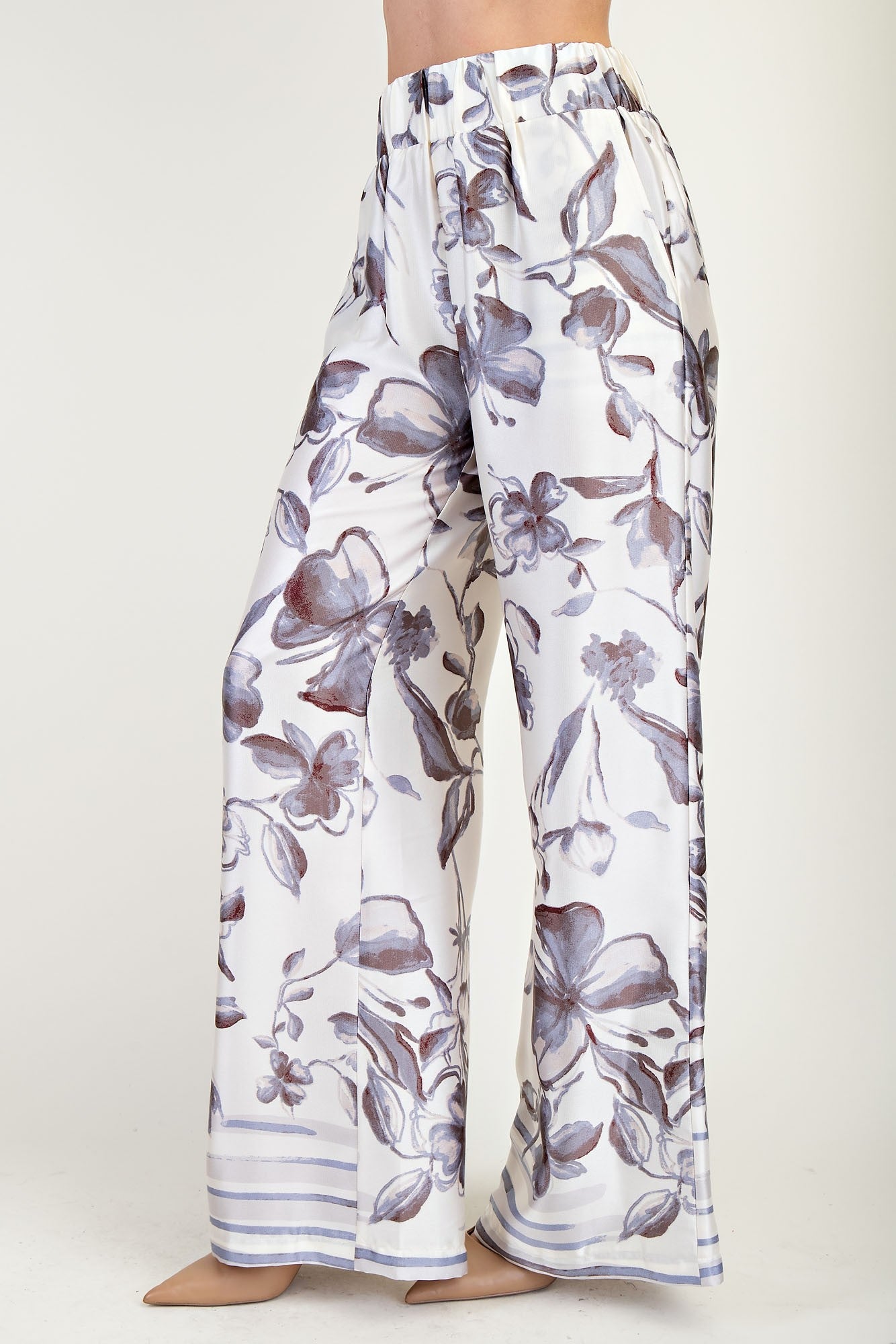 Marina grey floral wide leg pant