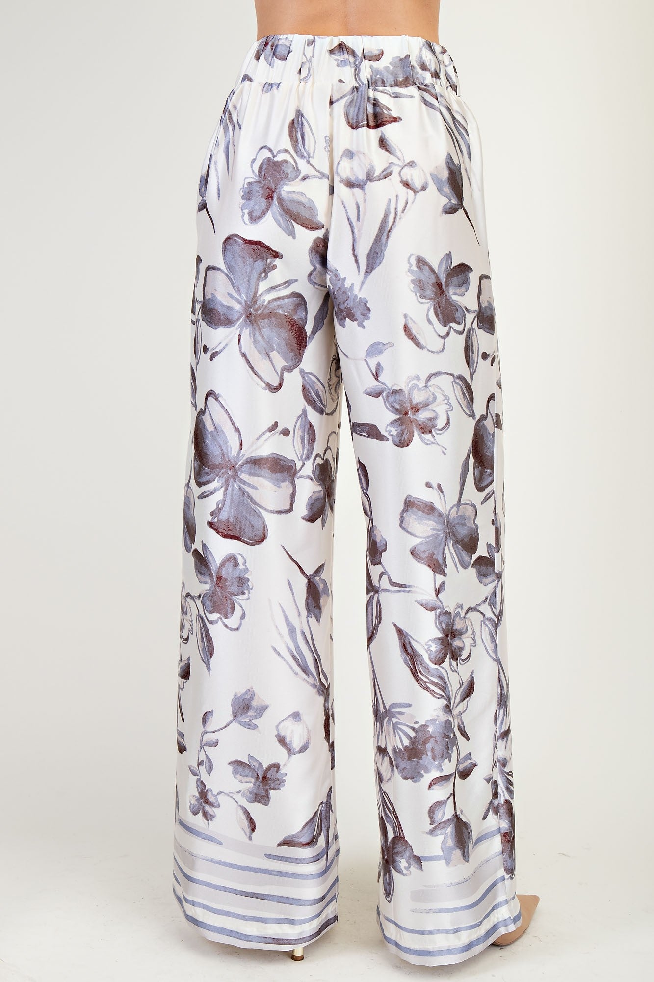 Marina grey floral wide leg pant