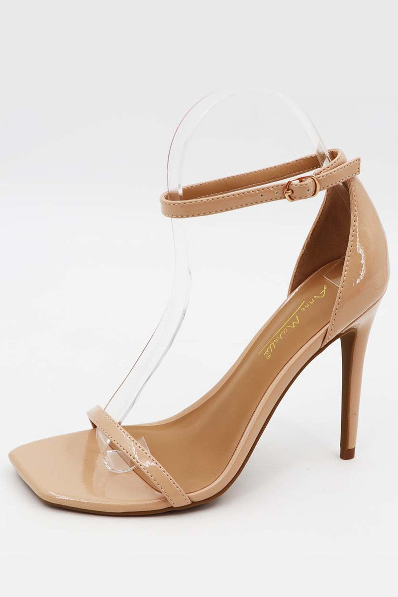 Neo nude patent two strap heel