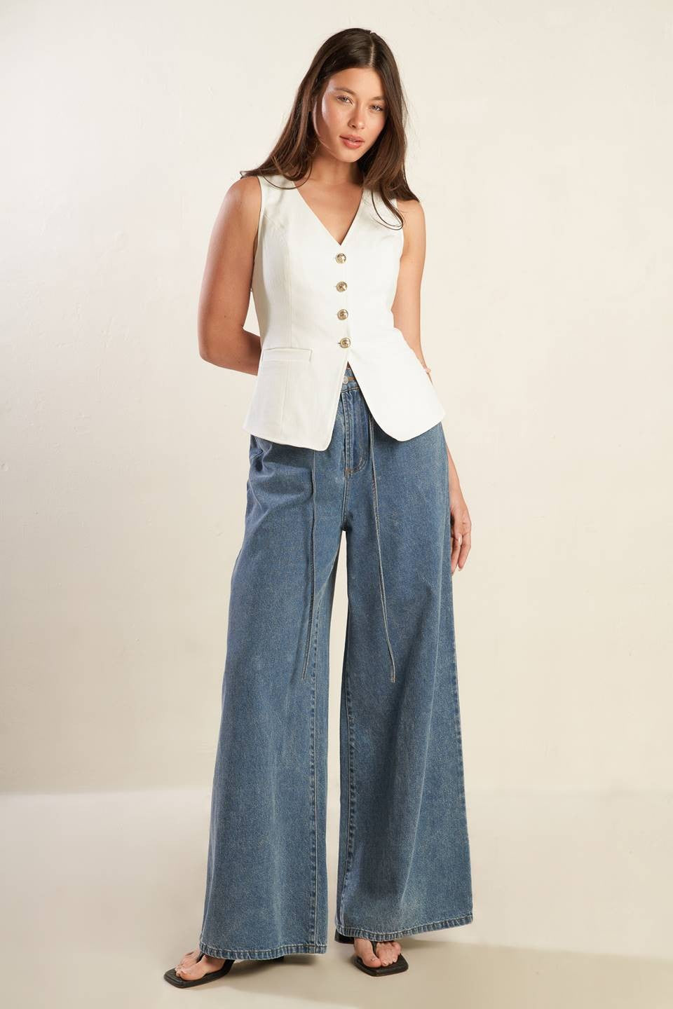 Yoko white denim vest