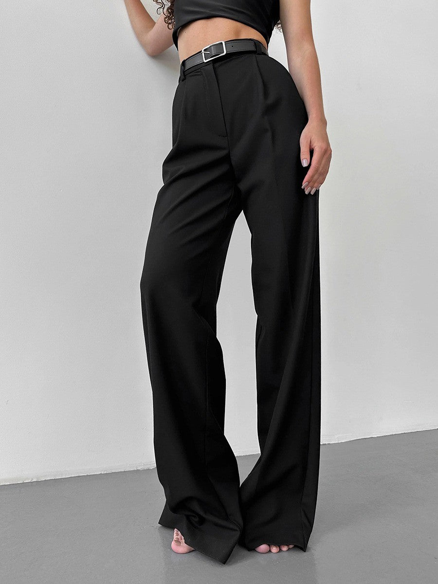Janice black pleated loose fit pant