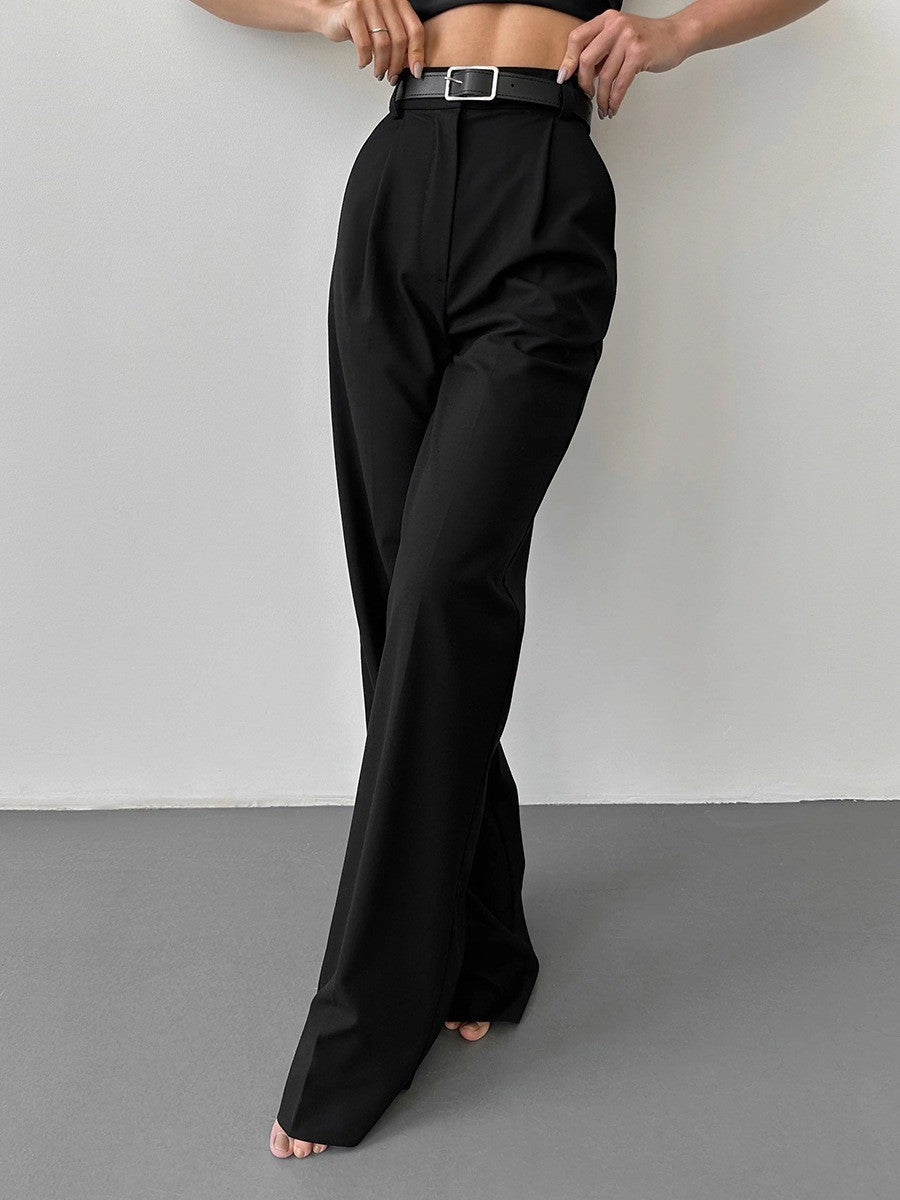 Janice black pleated loose fit pant
