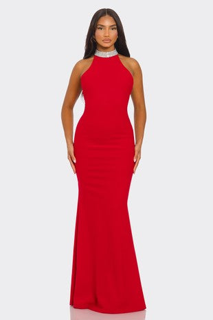 Maddi Rhinestone Halter Formal Dress