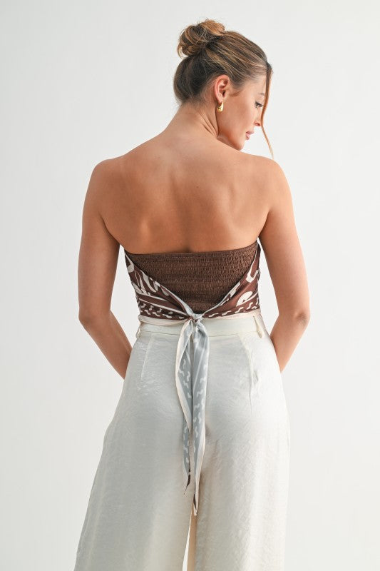 Jada Brown Print Handkerchief Top