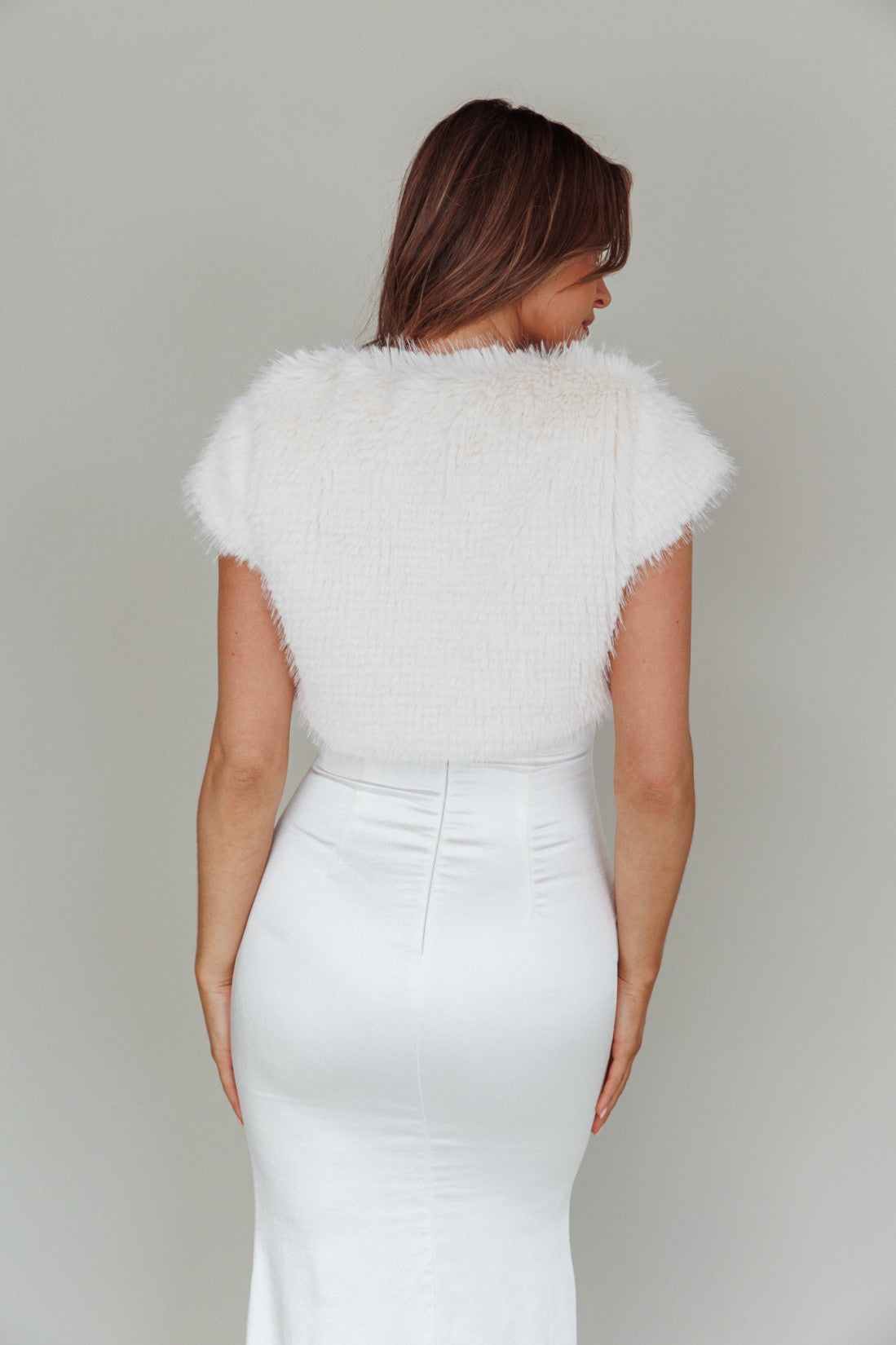 Kippa Cream Fur Bolero Cap Sleeve Jacket
