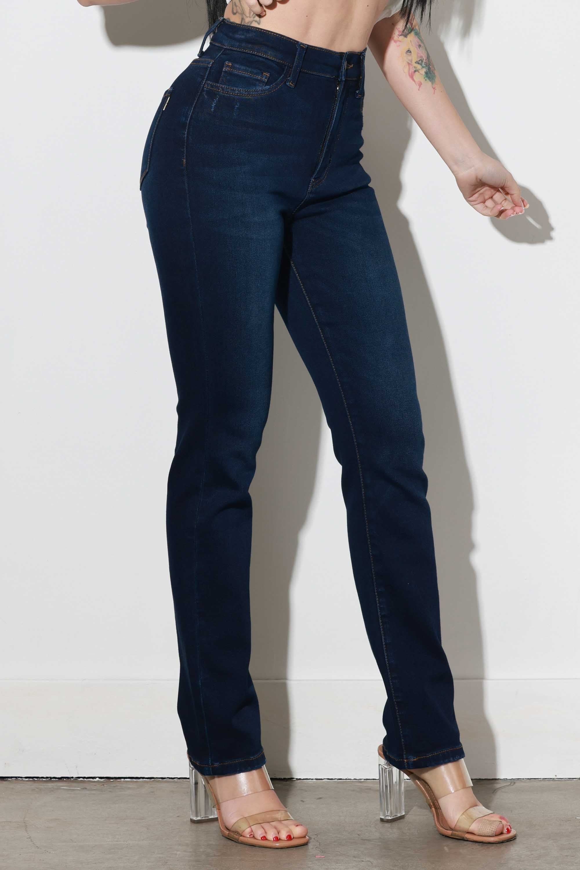 Cassidy Indigo high rise slim straight boot cut jean