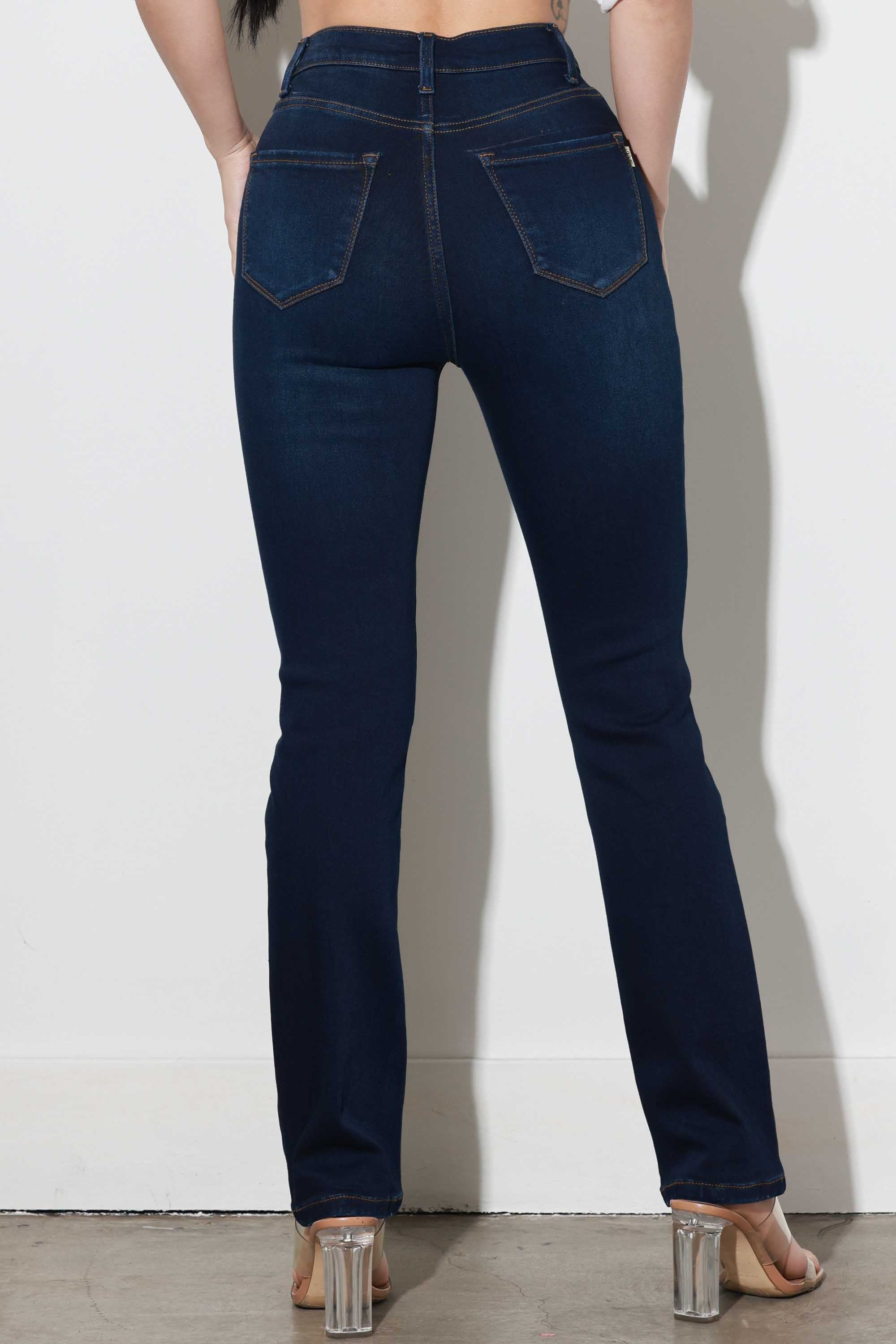 Cassidy Indigo high rise slim straight boot cut jean
