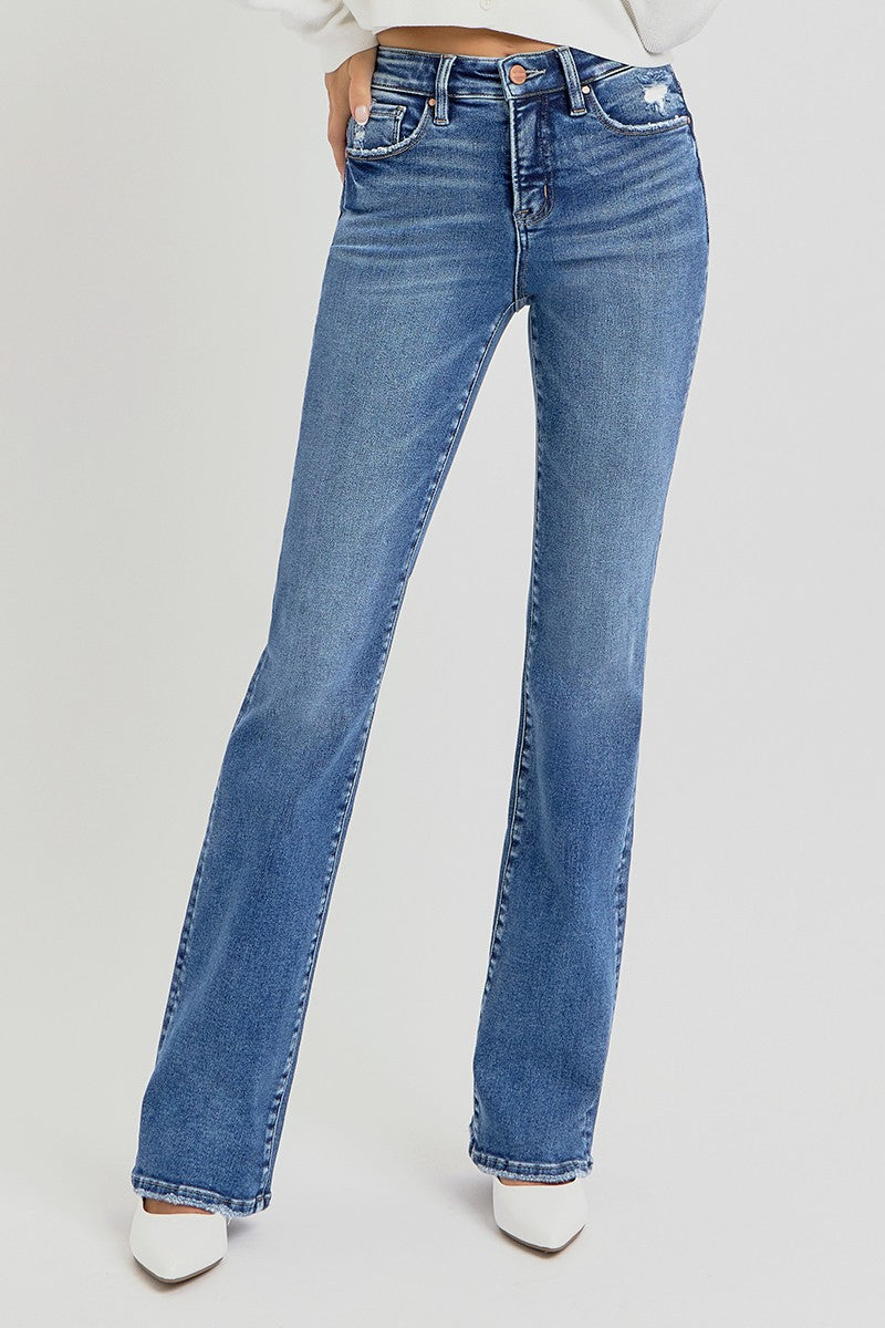 Estelle medium wash high rise boot cut jean