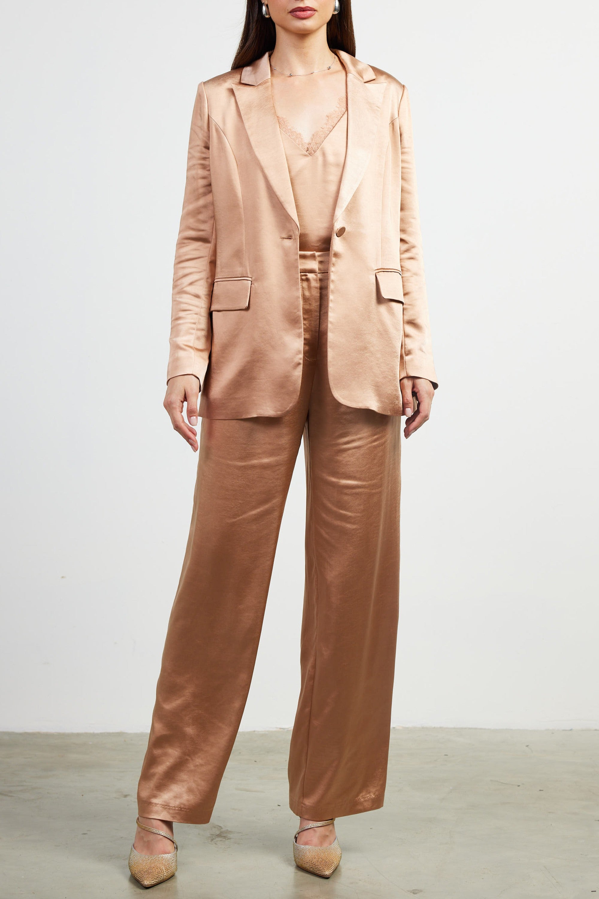 Ayla Almond Blazer with Front Button