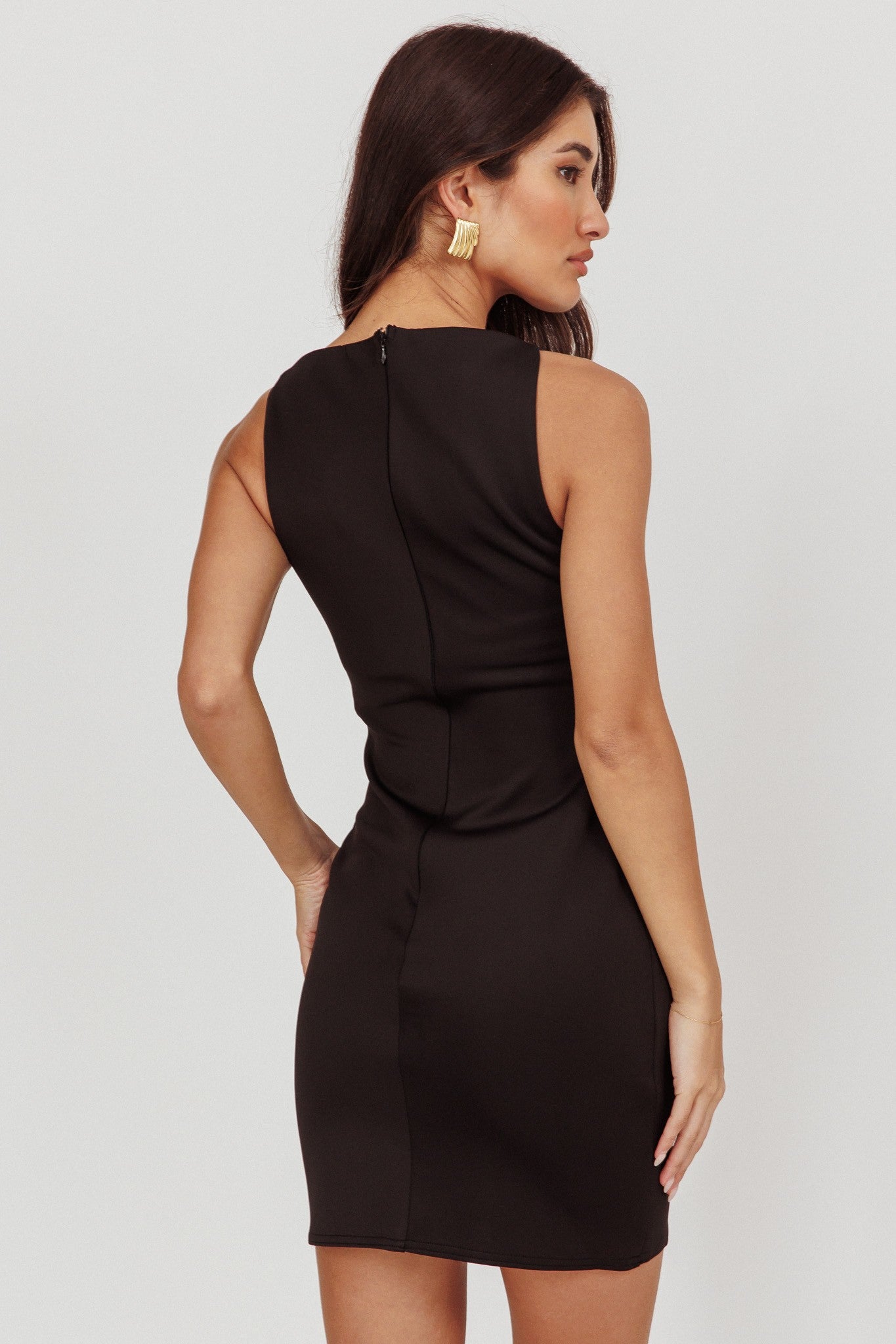 Tiffany Black Boat Neck Sheath Mini Dress
