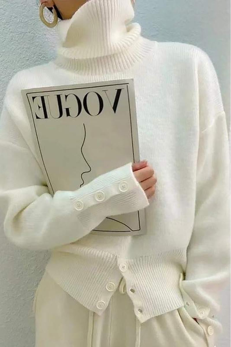 Romy Off White Long Sleeve Turtleneck Soft Sweater