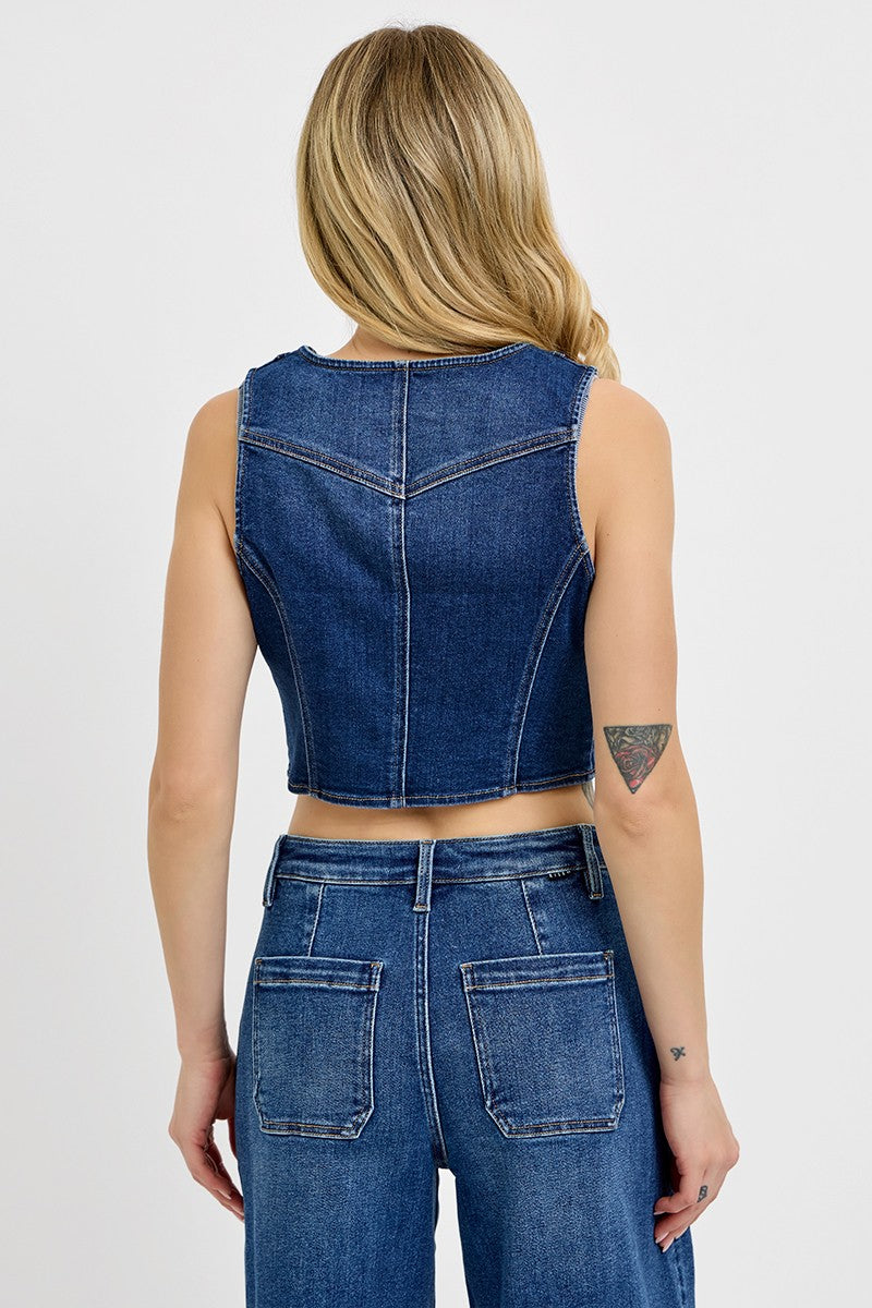 Salma Crop Denim Vest