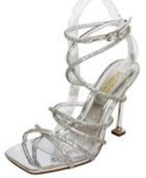 Maddy Silver Rhinestone Strappy Shoe