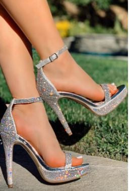 Elle Silver Rhinestone Platform Shoe
