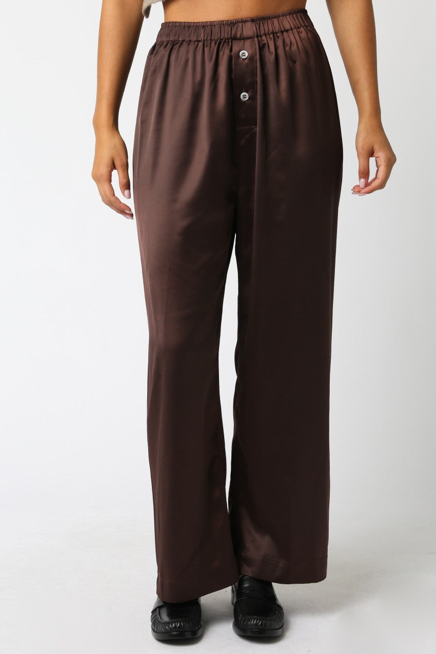 Kaleigh brown satin pant