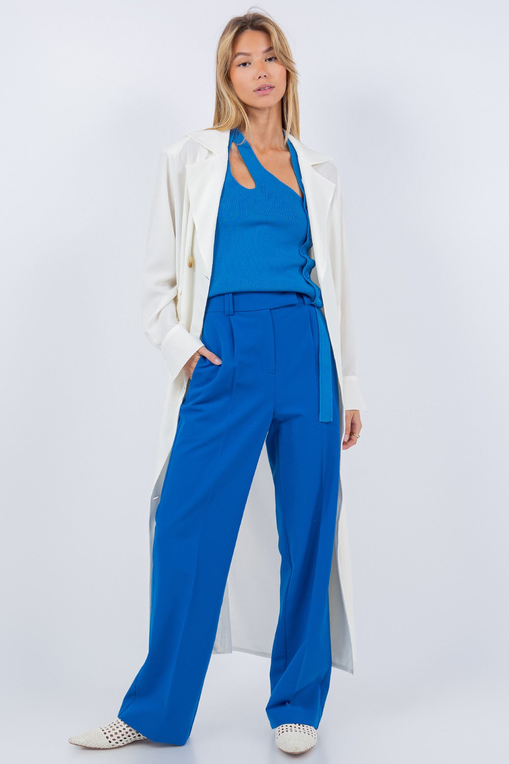 Roe ocean blue stright leg trouser