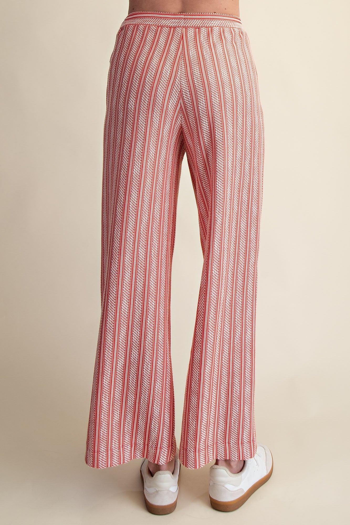 Marta Red and Cream Striped Textured Pant