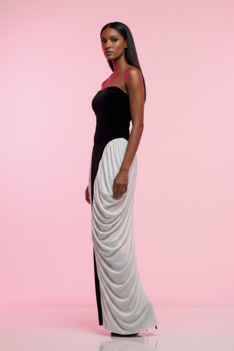 Athena black and white maxi dress