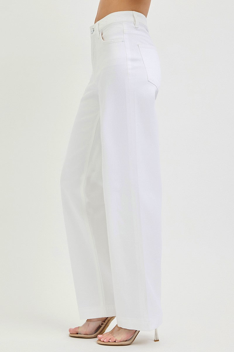 Crystal White High Rise Wide Leg Baggy Jean
