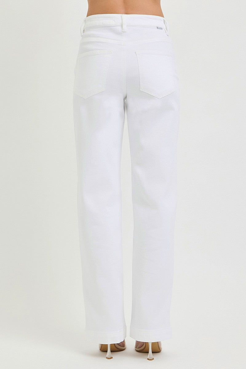 Crystal White High Rise Wide Leg Baggy Jean