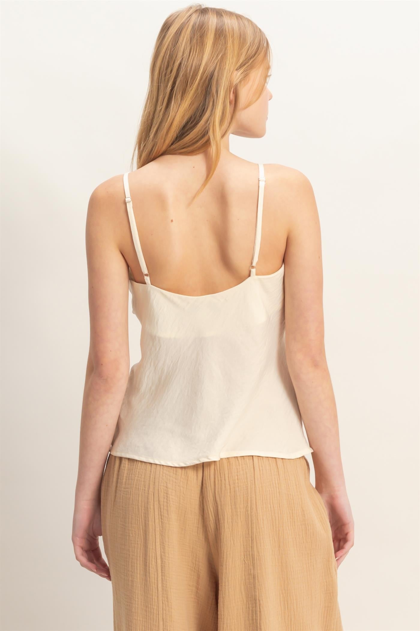 Kelis Ivory Spaghetti Strapped Satin Top