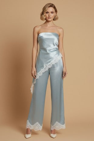 Laney strapless satin lace top