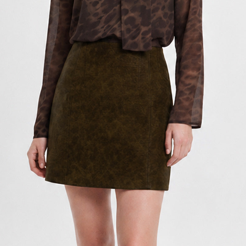 Raylyn Brown Faux Leather Mini Skirt