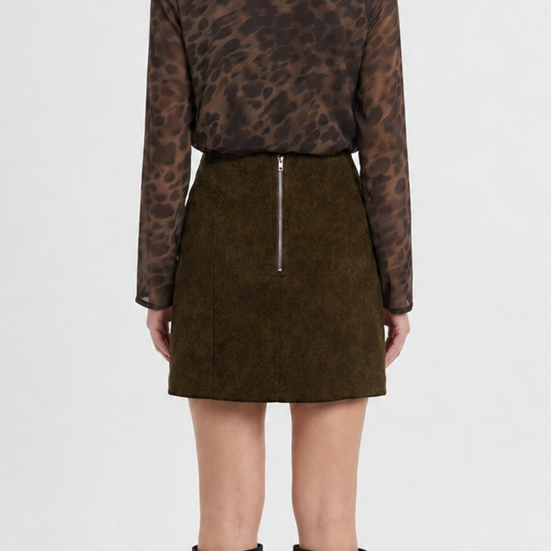 Raylyn Brown Faux Leather Mini Skirt