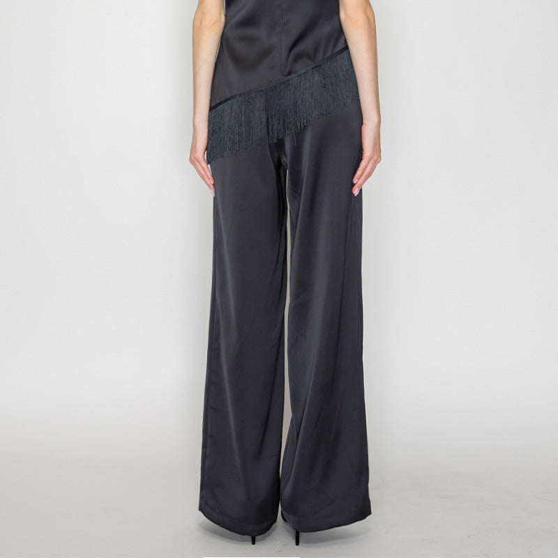Nyla Charcoal Satin Pants