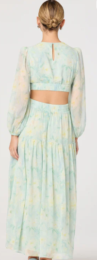 Mila floral cutout balloon sleeve maxi dress