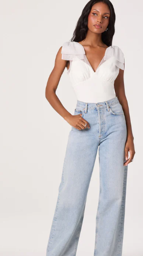 Maelie white tulle tank bodysuit