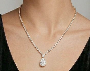 Silver Pendant Rhinestone Necklace