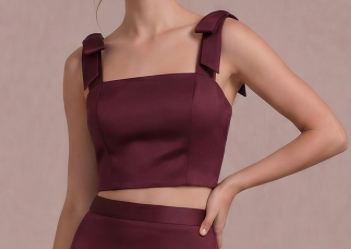 Stella Burgundy Tie Shoulder Satin Top
