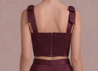 Stella Burgundy Tie Shoulder Satin Top