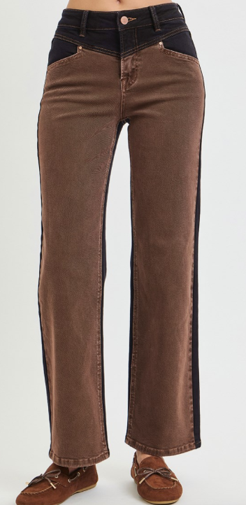 Bailey Black & Brown High Rise Straight Leg Jeans