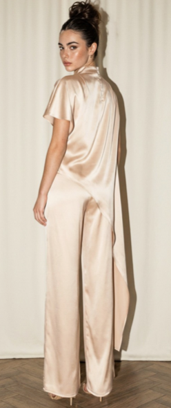 Melise Champagne Satin Two Piece Set