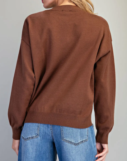 Loren Brown V-Neck Sweater