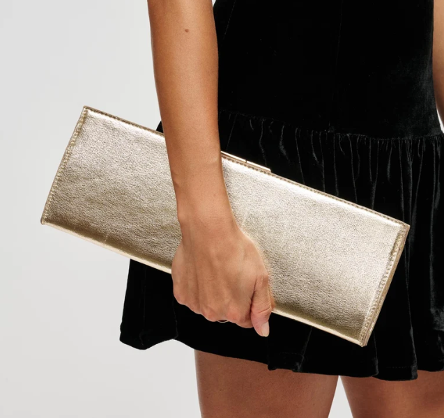 Gold Metallic Rectangular Clutch