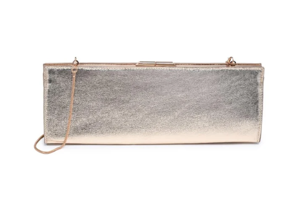 Gold Metallic Rectangular Clutch