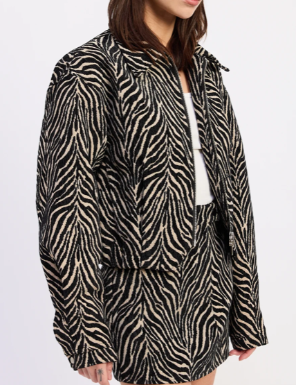 Della Zip Up Animal Print Jacket