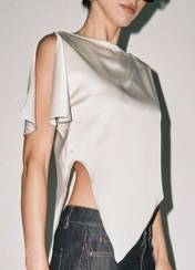 Lettie Ivory Pointy Hem Satin Top