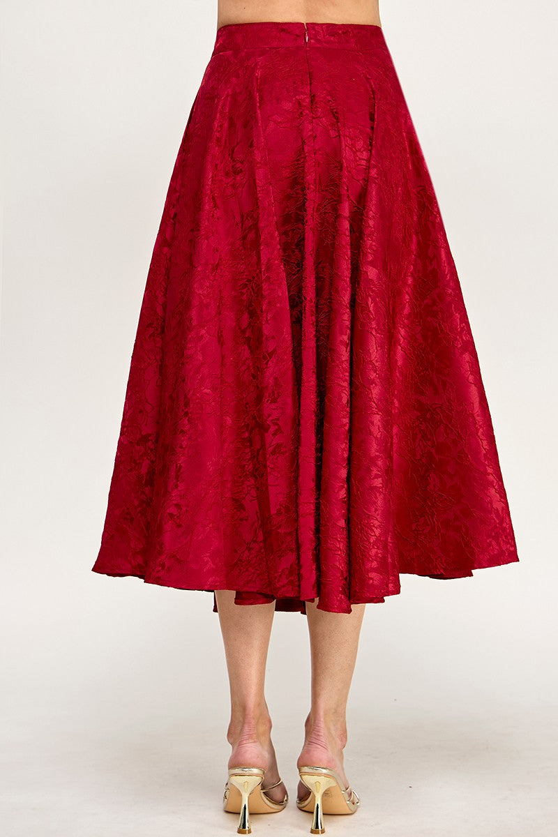 Mia Jacquard Floral Midi Skirt