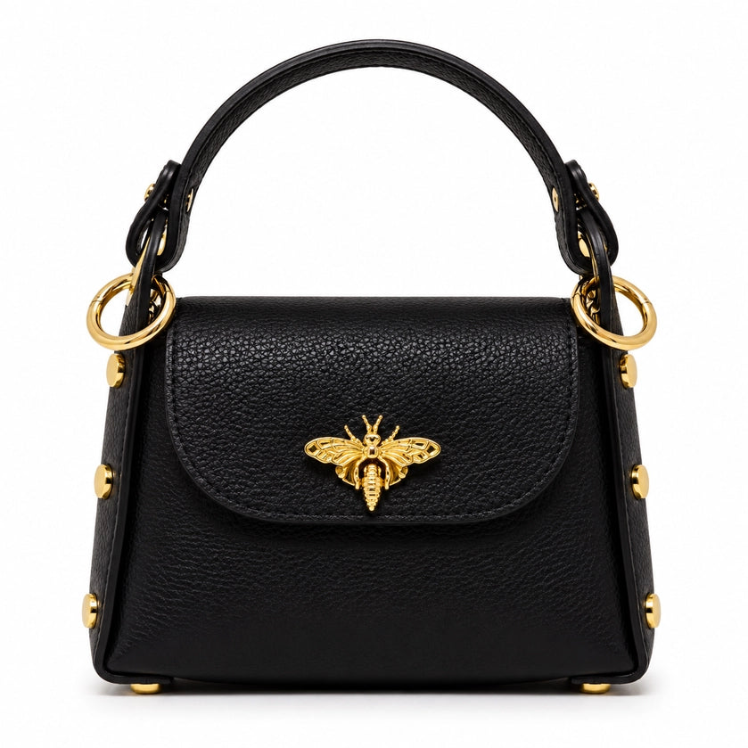 Charlette Black Italian Leather Bumblebee Mini Bag