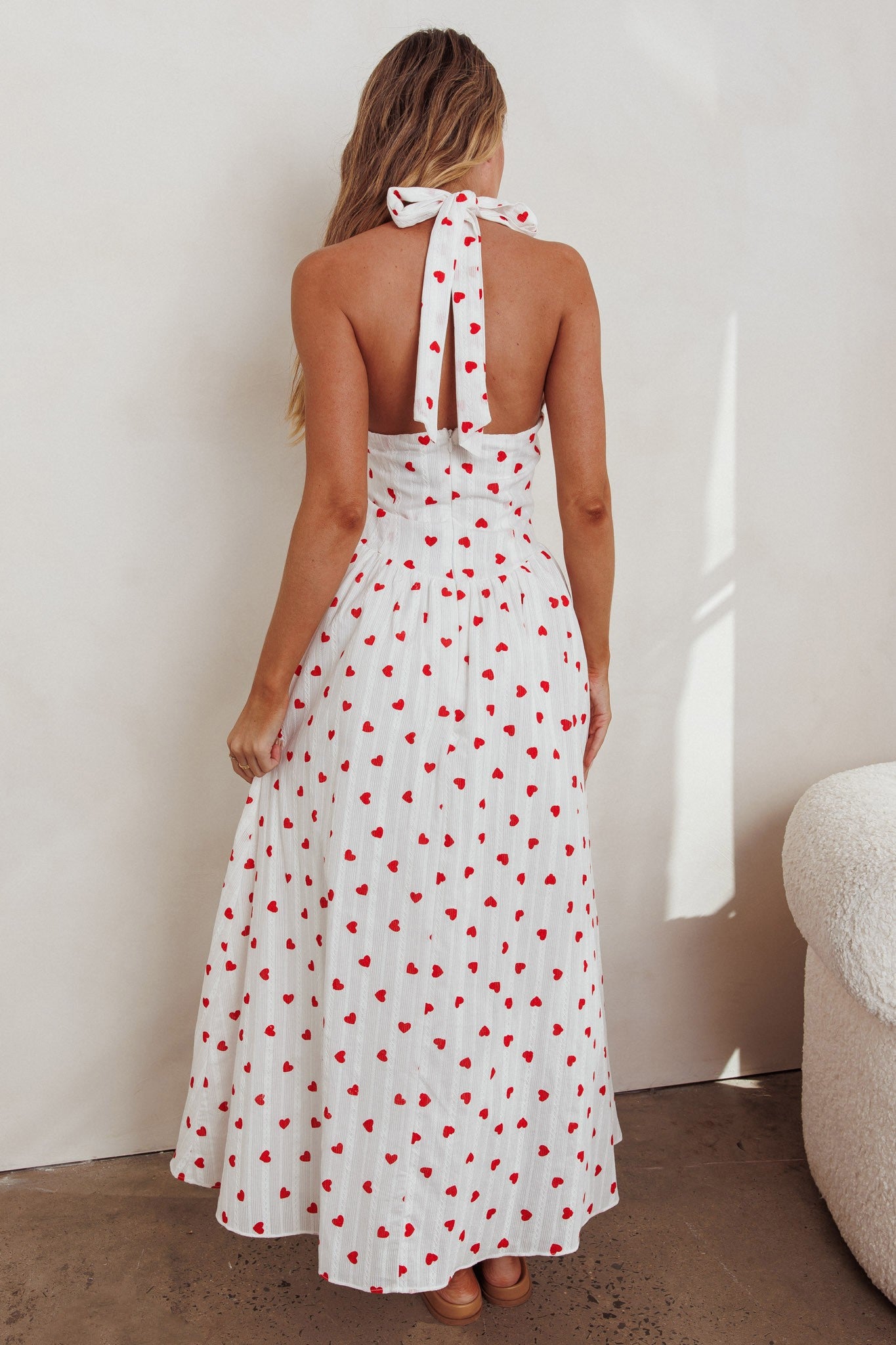 Lucy halter heart print maxi dress