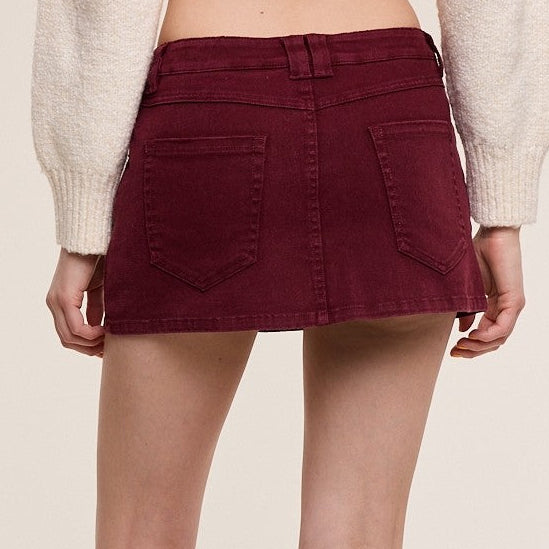 Shelbi Plum Mid Rise Suede Mini Skort