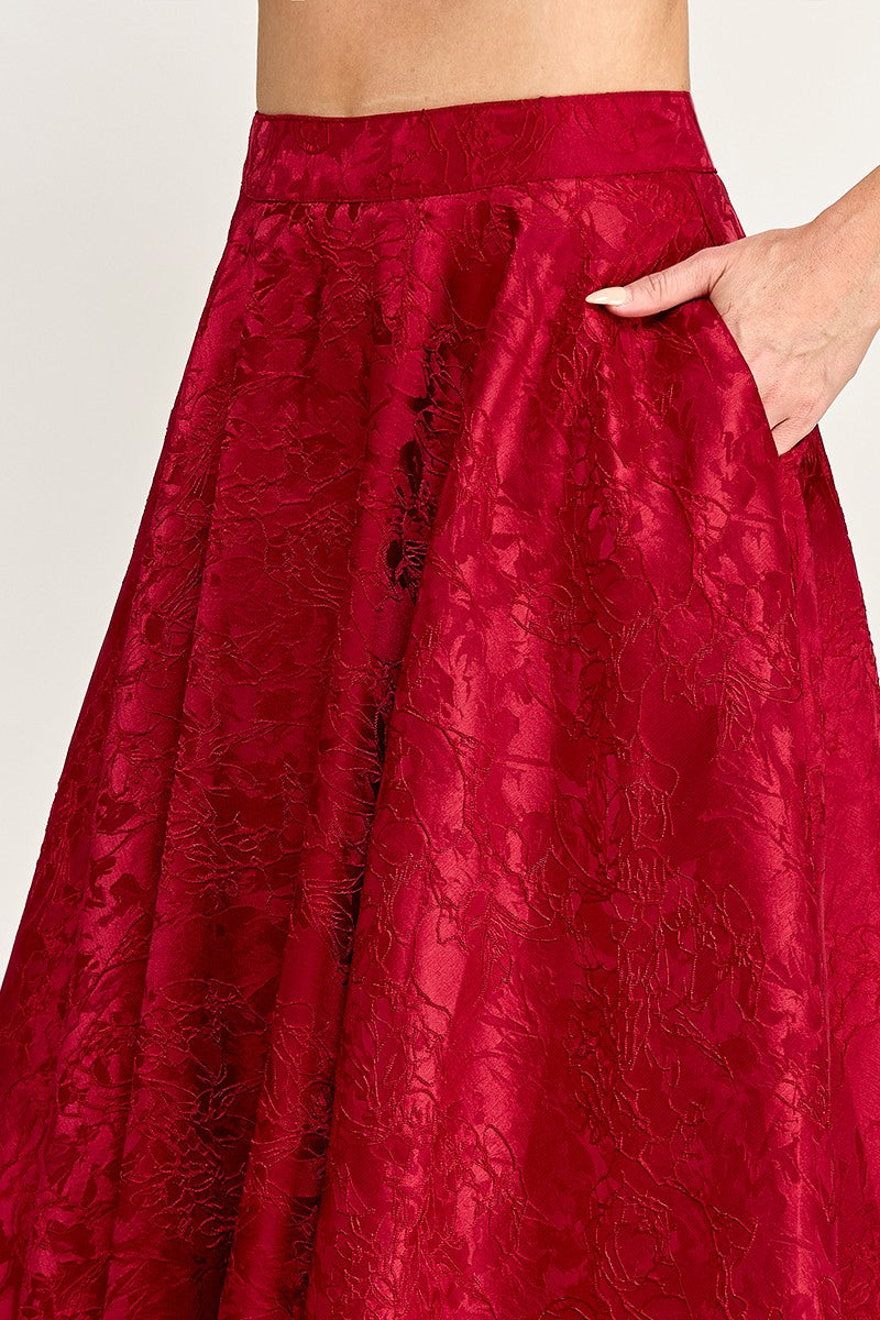 Mia Jacquard Floral Midi Skirt
