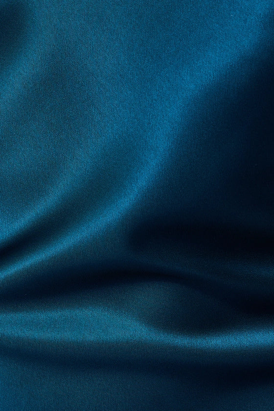 Gabby Teal Cowl Neck Satin Midi Dress